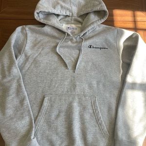 Men’s Champion Hoodie Grey w/ Navy blue logo